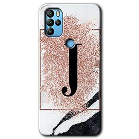 Omix X500 Pembe Mermer Desenli J Harfi Baskılı Uyumlu Silikon Kılıf