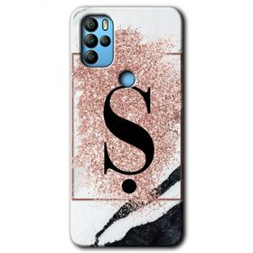 Omix X500 Pembe Mermer Desenli Ş Harfi Baskılı Uyumlu Silikon Kılıf