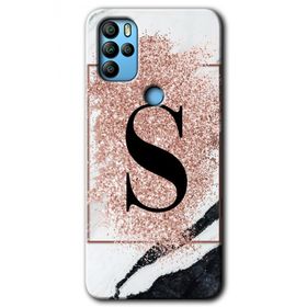 Omix X500 Pembe Mermer Desenli Ş Harfi Baskılı Uyumlu Silikon Kılıf