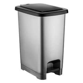 Omnipazar Sy4282 25 Lt Slim Pedallı Siyah Kapak Gri Plastik Çöp Kova