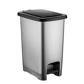 Omnipazar Sy4282 25 Lt Slim Pedallı Siyah Kapak Gri Plastik Çöp Kova