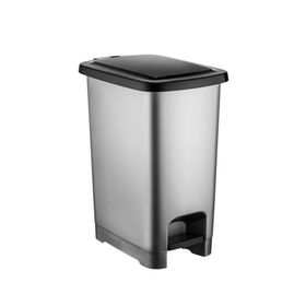 Omnipazar Sy4282 25 Lt Slim Pedallı Siyah Kapak Gri Plastik Çöp Kova