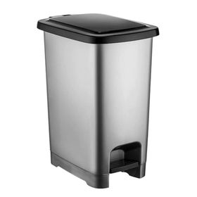 Omnipazar SY4284 Gri Siyah 60 Lt Slim Pedallı Plastik Çöp Kovası