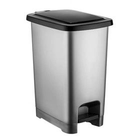 Omnipazar SY4284 Gri Siyah 60 Lt Slim Pedallı Plastik Çöp Kovası