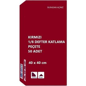 Omnisoft Kırmızı 40x40 cm 1/8 Defter Katlama 50 Adet Servis Peçetesi