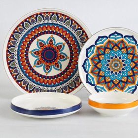 Oms 11159 Tanzanite 24 Parça Etnik Modern Çağdaş Tasarımlı 1 Sınıf Porselen Yemek Takımı