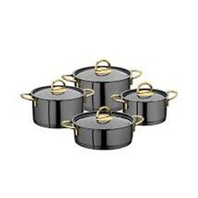 Oms 1315-B Jet Black Steel 8 Parça Çelik Tencere Seti
