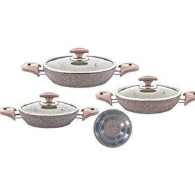 Oms 3004 Kahverengi Granit 18-20-22 CM 6 Parça Sahan Seti