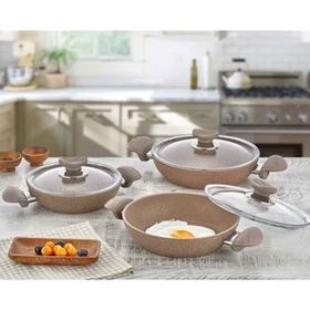 Oms 3004 Kahverengi Granit 18-20-22 CM 6 Parça Sahan Seti