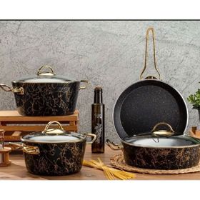 Oms 3036 Avangarde 7 Parça Gold Granit Tencere Seti