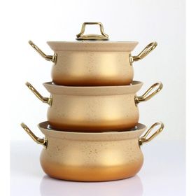 Oms 3047 MUT3263 Granit 6 Parça Bakraç Krem Tencere Set