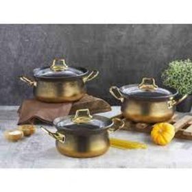 Oms 3047 MUT3263 Granit 6 Parça Bakraç Krem Tencere Set