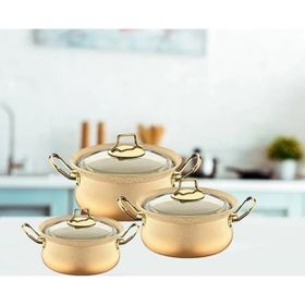 Oms 3047 MUT3263 Granit 6 Parça Bakraç Krem Tencere Set
