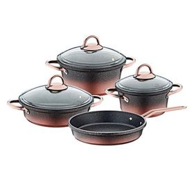 Oms 3048 Bakır 7 Parça Granit Döküm Tencere Set
