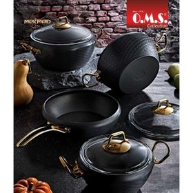 Oms 3058 Antrasit Gold 7 Parça Mermaid Granit Tencere Set