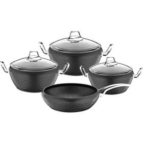 Oms 3058 Antrasit Gold 7 Parça Mermaid Granit Tencere Set
