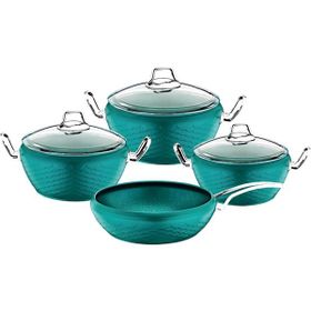 Oms 3058 Antrasit Gold 7 Parça Mermaid Granit Tencere Set