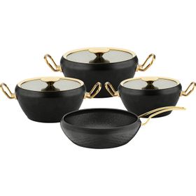 Oms 3058 Antrasit Gold 7 Parça Mermaid Granit Tencere Set