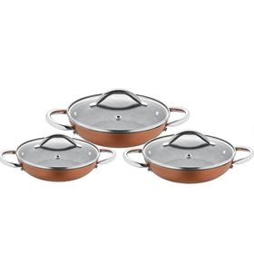 Oms 3105 Bronz Altın 6 Parça Granit Tencere Seti