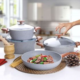 Oms 3105/G Granit 7 Parça Gri Tencere Seti