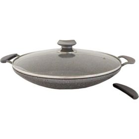 Oms 3228 34 cm Cam Kapaklı Granit Sac Tava