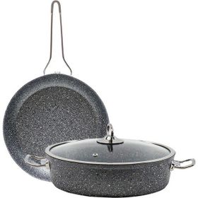 Oms 3257 Gri 3 Parça Döküm Granit Tava Tencere Seti