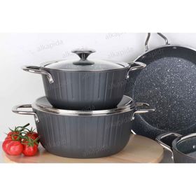 Oms 3518 Antrasit 7 Parça Colonna Granit Tencere Set