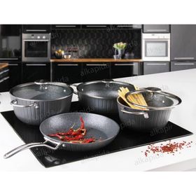 Oms 3518 Antrasit 7 Parça Colonna Granit Tencere Set