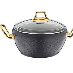 Oms 3519 16 Parça Bio Granit Antrasit Göve Gold Tencere Seti