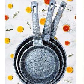 Oms 3737 Fry Pan Döküm Granit Siyah 3 Parça Tava Seti