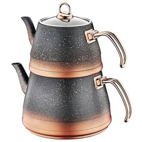 Oms 4 Parça Granit Xl Boy Cam Kapaklı Çaydanlık