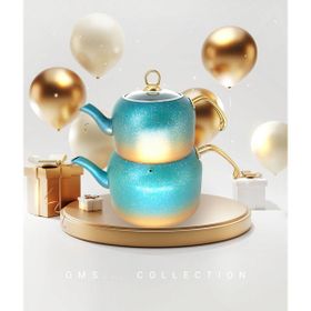 Oms Collection 8250 Andıamo XL Boy 4 Parça Mentol Yeşil Bio Granit Çaydanlık Seti