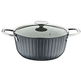 Oms Collection Colonna 3518 7 Parça Biogranit Siyah Gövde Platin Detay Tencere Seti