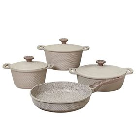 Oms Collection Triana 7 Parça Granit Krem Tencere Takımı