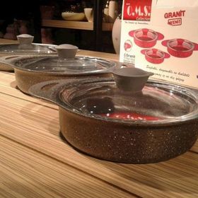 Oms Döküm Granit 6 Parça 16-18-20 CM Gri Kapaklı Sahan Set