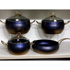 OMS Granit 7 Parça Lacivert Tencere Seti