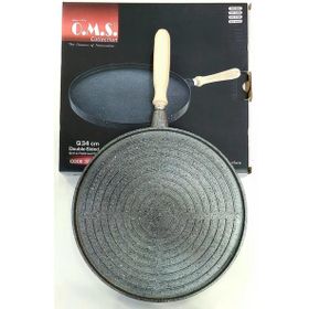 Oms Granit Gri 34 cm Çift Taraflı Döküm Grill Gözleme Tavası
