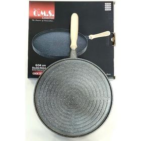 Oms Granit Gri 34 cm Çift Taraflı Döküm Grill Gözleme Tavası