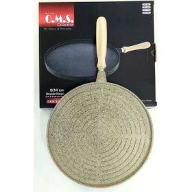 Oms Granit Kum Beji 34 cm Çift Taraflı Döküm Grill Gözleme Tavası