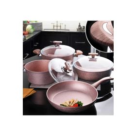 Oms OMS-0136 7 Parça Rose Granit Tencere Seti