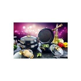 Oms Siyah Elegant Granit Tencere Seti