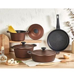 Oms Triana 3536 7 Parça Bronz Biogranit Döküm Tencere Tava Seti