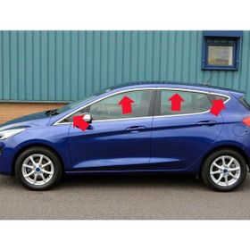 Omsa Ford Fiesta 7 HB 8 Parça 2017 ve Sonrası Krom Üst Cam Çerçevesi