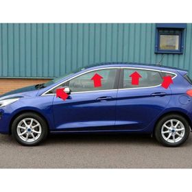 Omsa Ford Fiesta 7 HB 8 Parça 2017 ve Sonrası Krom Üst Cam Çerçevesi
