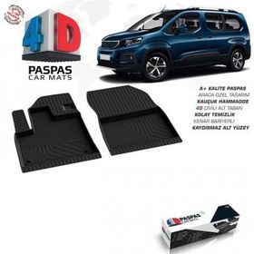 Omsa Peugeot Rifter Siyah Ön 2 Parça 2019 ve Sonrası 4D Paspas