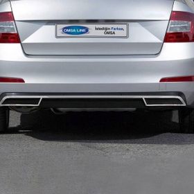Omsa Skoda Octavia A7 Krom Egzoz Ucu Arka 3 Parça 2013 ve Sonrası Difüzör