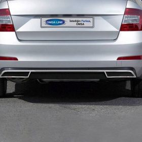 Omsa Skoda Octavia A7 Krom Egzoz Ucu Arka 3 Parça 2013 ve Sonrası Difüzör