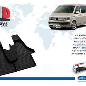 Omsa VW T6 Transporter Siyah 2015 ve Sonrası 4D Havuzlu Paspas