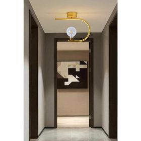 Ömür Avize Altın Alina Modern Gold Kasa Beyaz Kapalı Camlı Tekli Avize