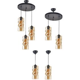 Ömür Avize Avizeseti Modern Füme Komple Set Avize Tekli Ikili Üçlü Avize